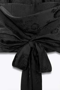 ZARA ТОП-ХАЛТЕР ИЗ ЖАККАРДОВОЙ ТКАНИ С ЦВЕТОЧНЫМ РИСУНКОМ — ZW COLLECTION, ЧЕРНЫЙ