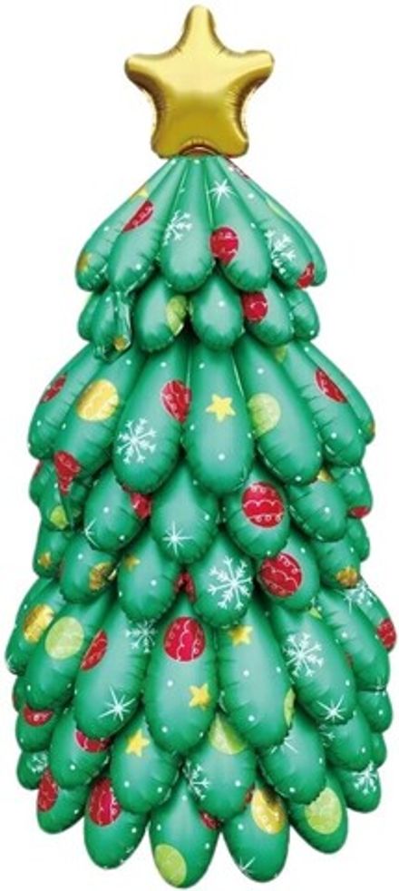 Ростовой шар "Сатиновая зелёная Ёлка с игрушками"