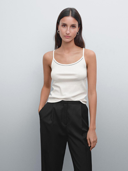 Massimo Dutti Трикотажный топ, натуральный, кремовый