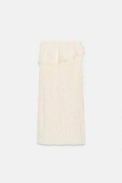 ZARA ЮБКА МИДИ С ВЫШИВКОЙ — ZW COLLECTION, ЭКРЮ