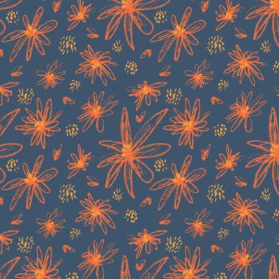 оранжевые цветы на синем фоне