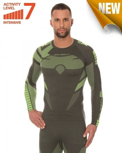 Футболка мужская BRUBECK DRY с длинным рукавом, графит/лимон