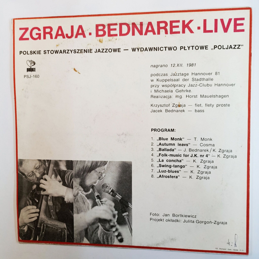 Винтажная виниловая пластинка LP Zgraja and Bednarek Live In Hannover (Польша 1986)