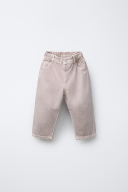 ZARA БРЮКИ BALLOON ИЗ ТВИЛА, СЕРОВАТО-КОРИЧНЕВЫЙ