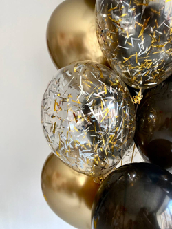 Воздушные шары черно-золотые " С Днём рождения, любимый муж и папочка " №3173