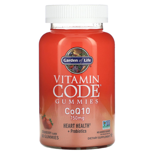 Garden of Life, Vitamin Code, жевательные таблетки с коэнзимом Q10, клубника, 60 жевательных таблеток
