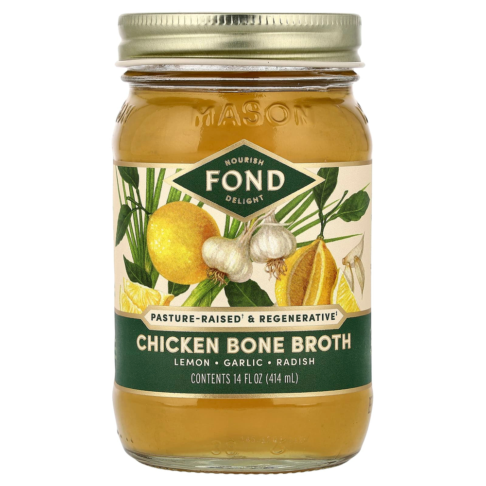 FOND Bone Broth, бульон из куриных костей, лимон и чеснок, 414 мл (14 жидк. унций)