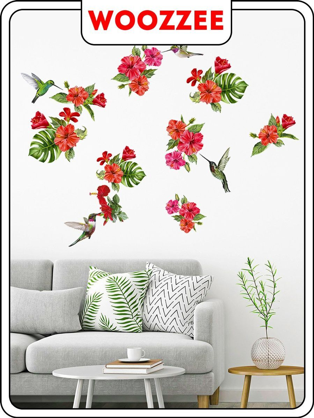 Наклейка декоративная "Цветы и колибри"