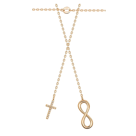 Колье-подвеска с фианитом из красного золота 585 пробы JA-L-1Л111754