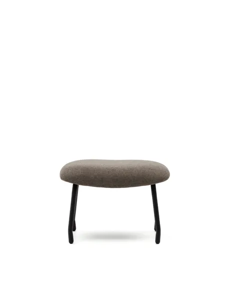 Belina Пуф для ног из светло-коричневой синели и стали с черной отделкой