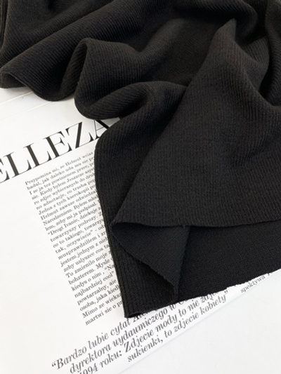 ЧЕРНЫЙ 295гр - Трикотаж в рубчик (ОЗ68) (к1 стрела от кромки 78см)