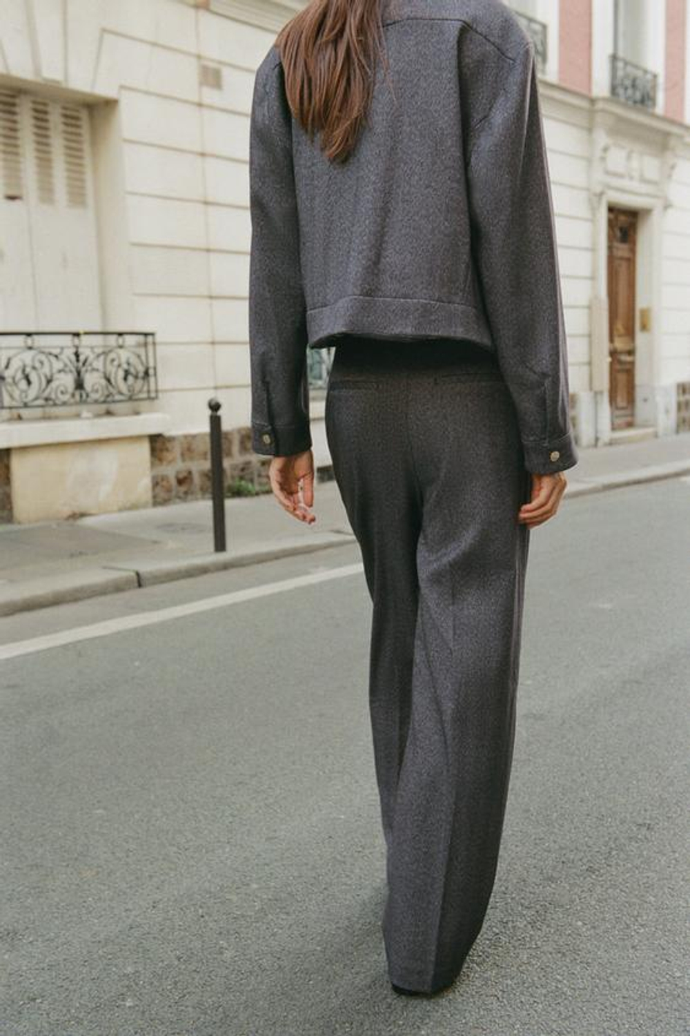 ZARA ПРЯМЫЕ БРЮКИ В ЕЛОЧКУ, СЕРЫЙ