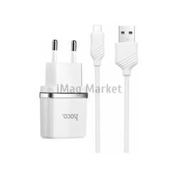 Сетевое зарядное устройство Hoco C11, 1 USB-A, 5W, 1A + кабель micro-USB, 1 м, белый