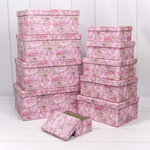 Коробка 34х26х15.3 см Набор 10 шт "Розы на розовом фоне" (Розовый)