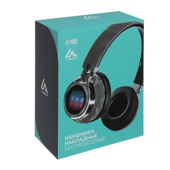 Наушники беспроводные LuazON RX-1 TM-021, накладные, BT 4.2, 250 мАч, LED, FM,microSD,синие