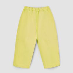 Широкие брюки из вареного денима бананового цвета