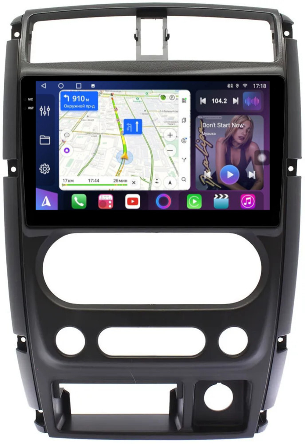 Магнитола для Suzuki Jimny 3 2005-2018 - FarCar 3059M монитор 9.5" QLED на Android 14, TS18, CarPlay, 4G SIM-слот