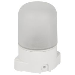 Светильник ЭРА НББ 01-60-001 для бани и сауны полиамид/стекло прямой IP65 E27 max 60Вт белый НПБ400 термостойкий