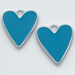 Подвеска Сердце, цвет бирюзовый+серебро, размер 21*18 мм, цена за 1 шт