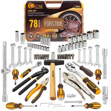 Набор инструментов в пластиковом кейсе (78 предметов) FORSTIME FT-4782-5
