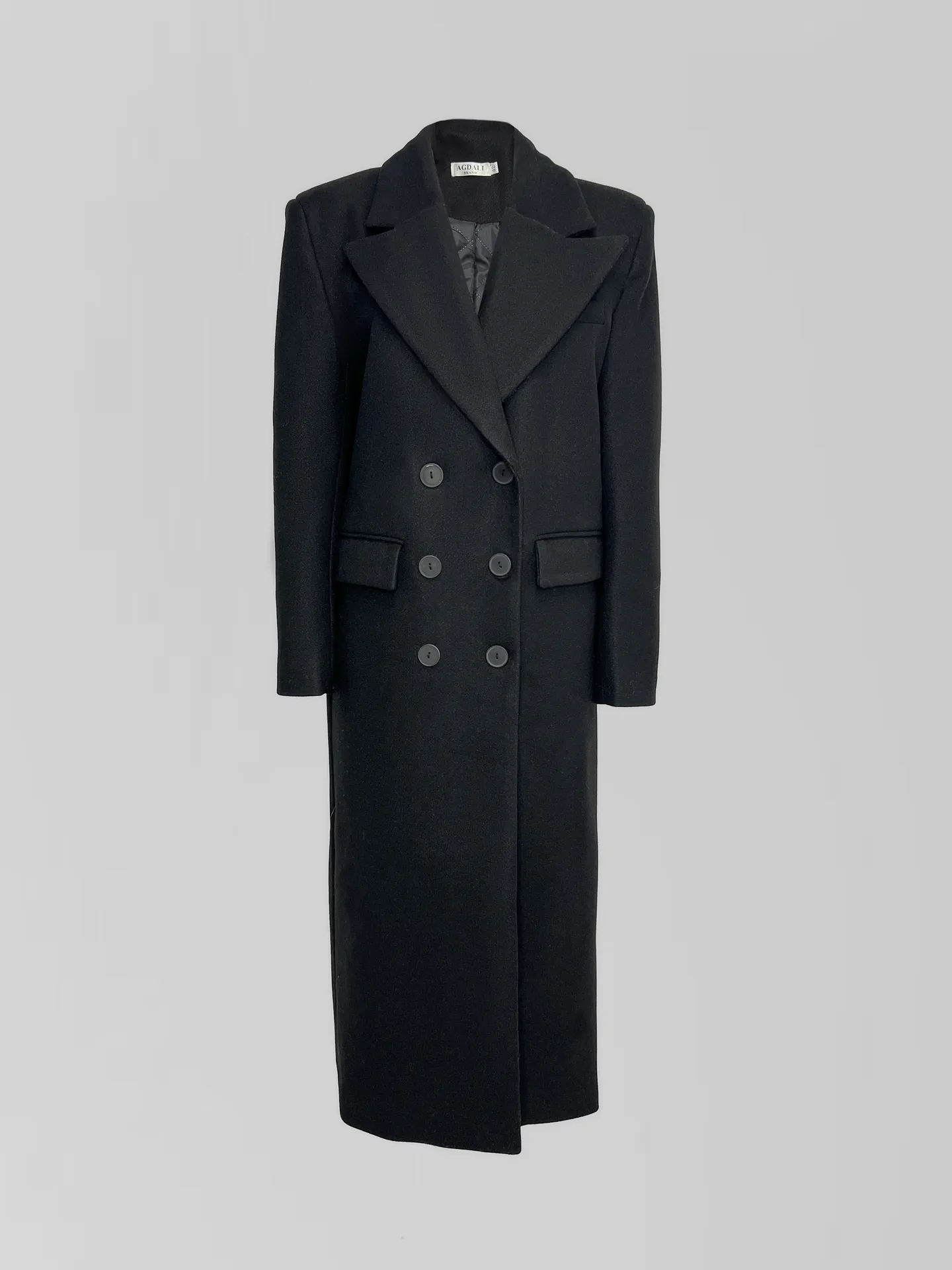Пальто Agdali Brand однотонное прямого кроя на три пуговицы