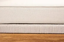 "Канны" угловой модуль плетеный из роупа, основание дуб, роуп бежевый круглый, ткань бежевая 052