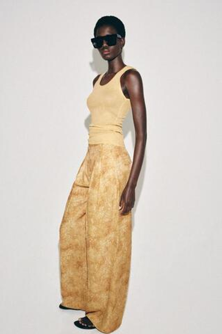 ZARA БРЮКИ С ПРИНТОМ — ZW COLLECTION, ОХРА