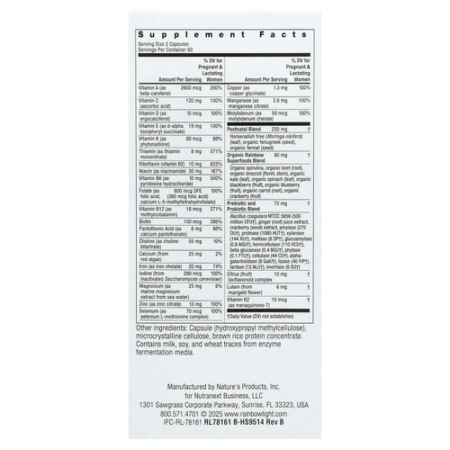 Rainbow Light, мультивитамины для послеродового периода, 120 капсул