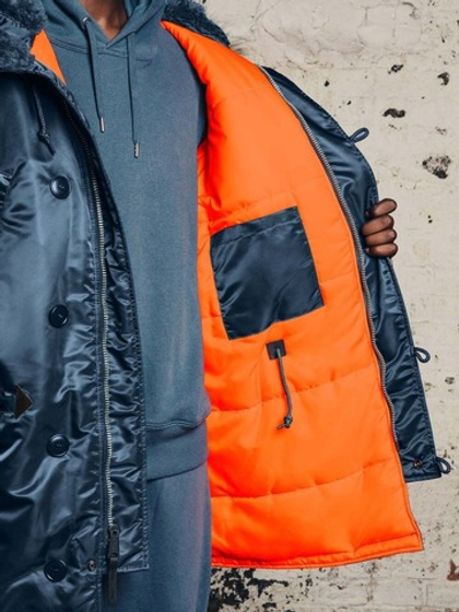 Куртка Аляска Alpha Slim Fit N-3B (голубая - slate blue/orange)