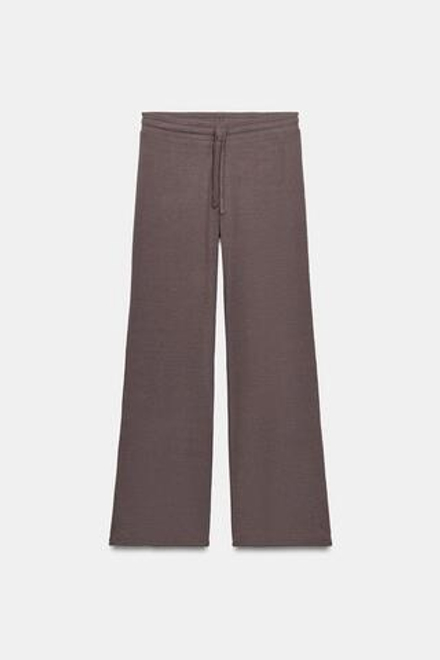 ZARA БРЮКИ ПРЯМОГО КРОЯ В РУБЧИК, СЕРО-КОРИЧНЕВЫЙ