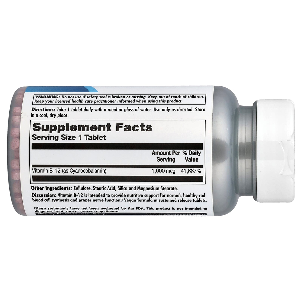 KAL, витамин B12, длительное высвобождение, 1000 мкг, 100 таблеток