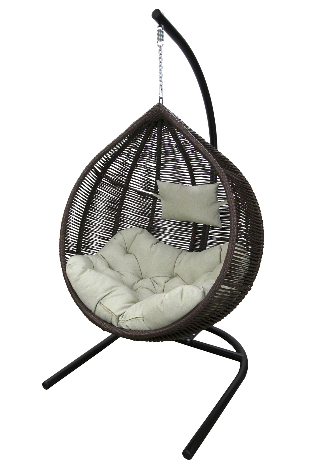 Кресло подвесное Garden Story Флорес (стойка+основание черн, корз.коричневая, подуш.estera-хамелеон. 3уп. (В))