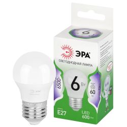 Лампа светодиодная ЭРА GREEN LINE LED P45-6W-865-E27 GL 6Вт шар холодный свет E27 | Лампы cветодиодные Шар (G/P)