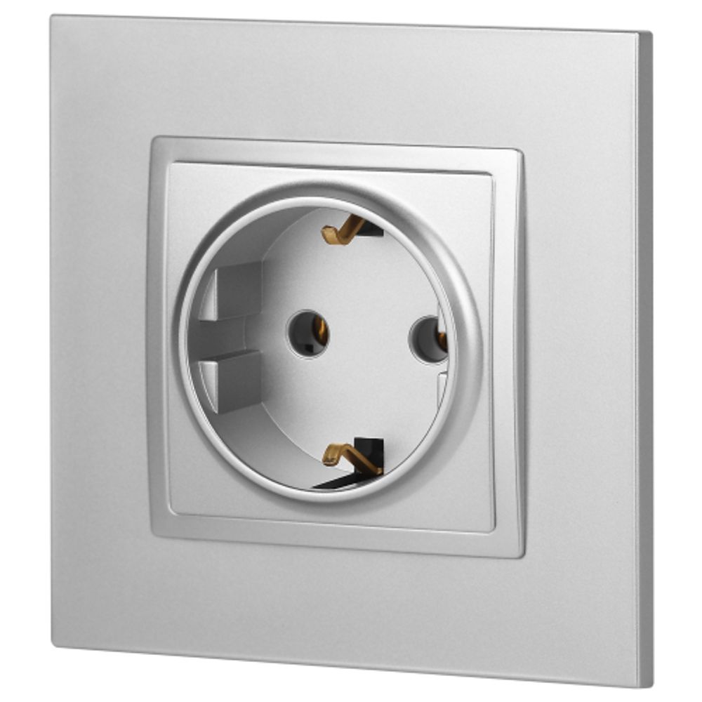14-2101-03 ЭРА Розетка 2P+E Schuko, 16A-250В, IP20, Эра Elegance, алюминий