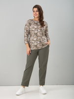 Лонгслив ЛНв-306/бежевый-листья