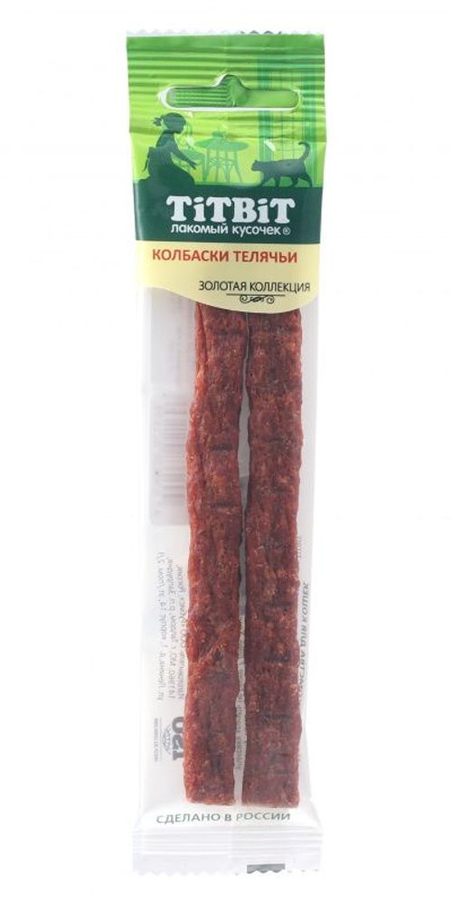 Лакомство для кошек Titbit Колбаски Телячьи, Золотая коллекция, пакет 15 г