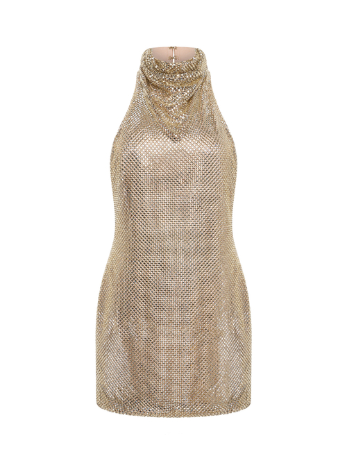 Золотое мини-платье из кристаллов