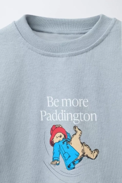 ZARA ФУТБОЛКА С ПРИНТОМ PADDINGTON ™, ВЫЦВЕТШИЙ СИНИЙ