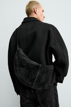 ZARA КОЖАНАЯ СУМКА, ЧЕРНЫЙ