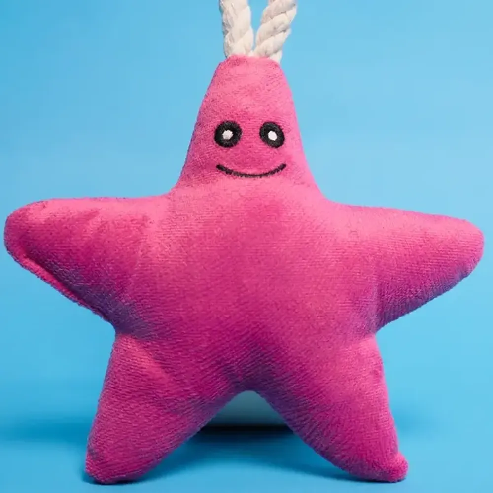 Игрушка Mr.Kranch для собак мелких и средних пород Звездочка с канатом и пищалкой 26х16х5см, нежно-розовая Игрушка Mr.Kranch для собак мелких и средних пород Звездочка с канатом и пищалкой 26х16х5см, нежно-розовая