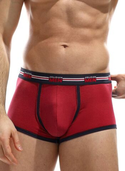 Мужские трусы-боксеры с логотипом Jolidon Men и контрастной тесьмой (Размер: XXL) (Цвет: красный)