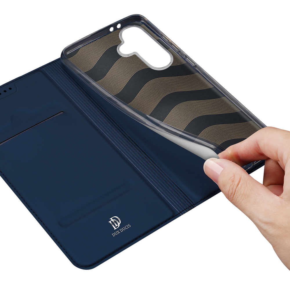 Чехол книжка из PU кожи синего цвета от Dux Ducis для Samsung Galaxy A36 5G и Galaxy A56 5G, серия Skin Pro Series Case