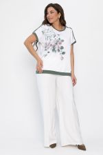 Блуза Далия (бело-оливковая) Б13805-20М LT Collection