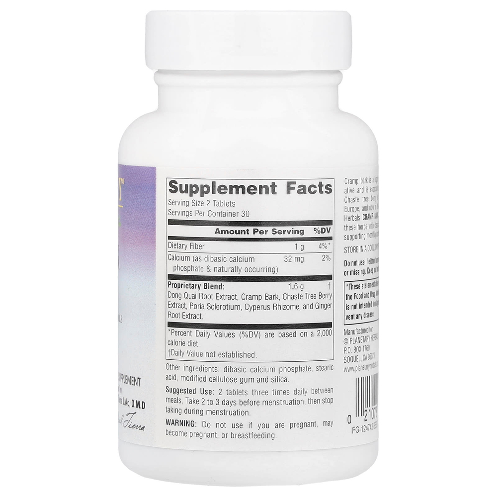 Planetary Herbals, Cramp Bark Comfort™, 60 таблеток (400 мг в одной таблетке)