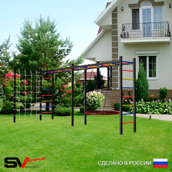 Уличная шведская стенка Sv Sport рукоход х 2 с комплектом турник прямой У50244.1 (Гнездо 100см/Сетка)