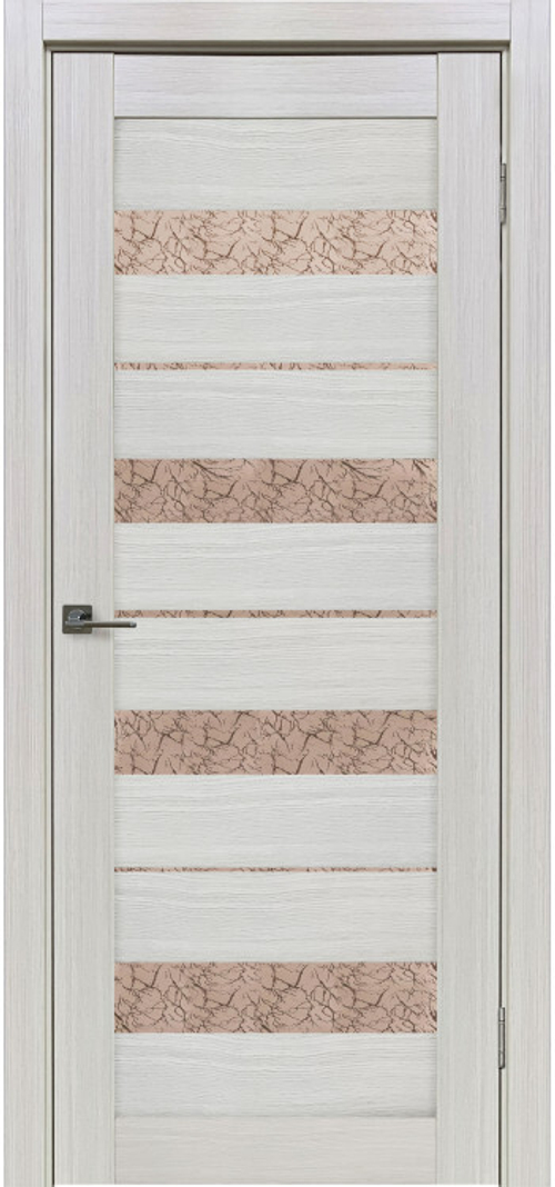 Межкомнатная дверь X-5 / Цвет тон Белая лиственница / Остекление "Гранит бронза" / Двери Верда