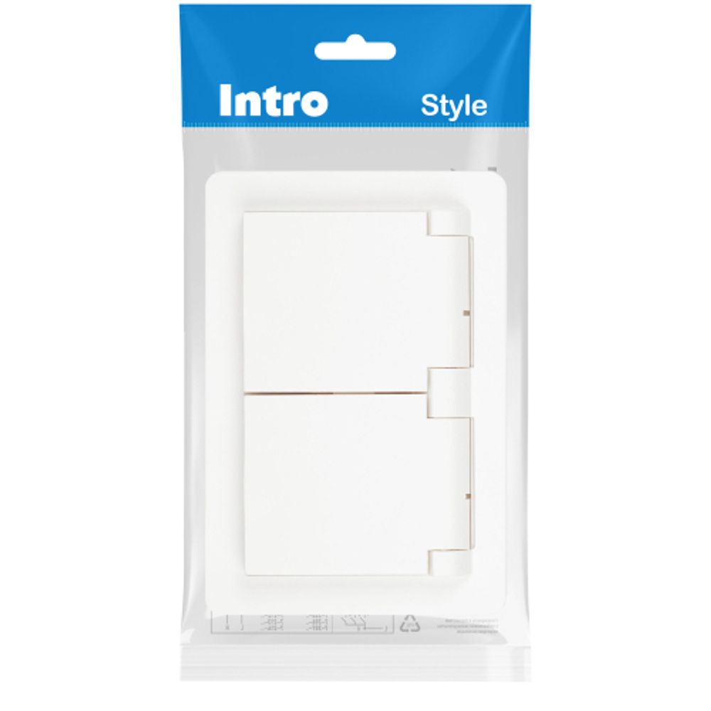 Розетка Intro Style 7-210-01 2х2P+E Schuko с крышкой штор., 16А-250В, СУ, IP44, белый | Intro