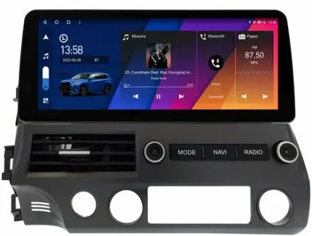 Магнитола Honda Civic 8 4d 2005-2012 седан - Canbox H-Line 2059 монитор 12.3" QLED в стиле BMW на Android 10, ТОП-процессор, CarPlay, 4G SIM-слот