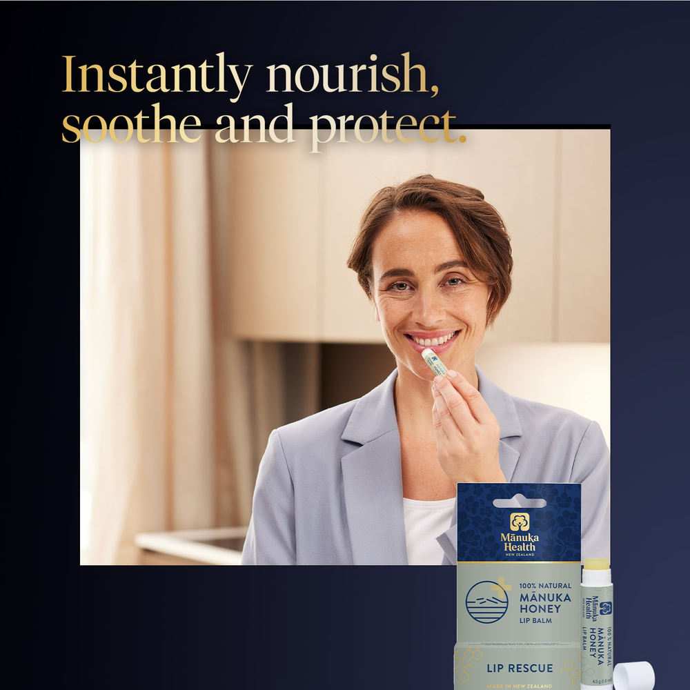 Manuka Health, 100% натуральный бальзам для губ с медом манука, 4,5 г (0,16 унции)