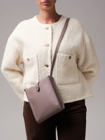 Женская кожаная сумка кросс-боди DBR 30919 розово-серый